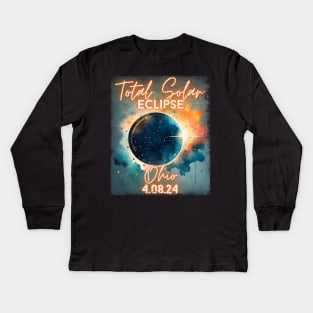 Total Solar Eclipse 2024 Ohio Art Science Men Women Kids Kids Long Sleeve T-Shirt